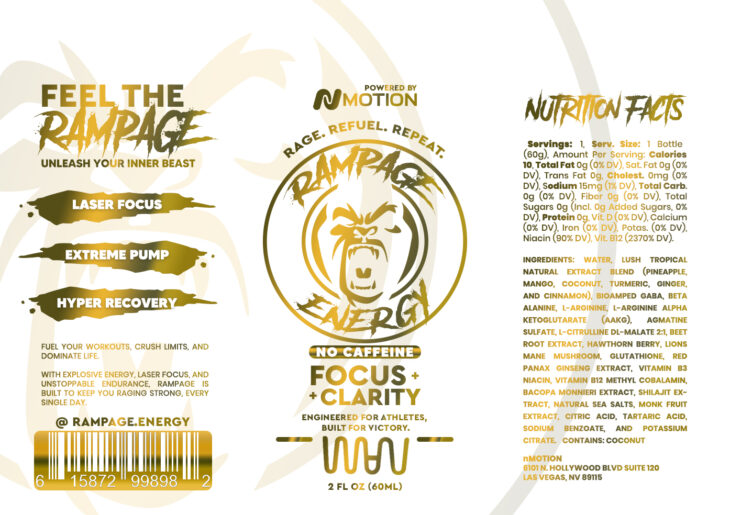 Rampage Energy – White Bottle (Non-Caffeinated) 6-Pack - Image 3