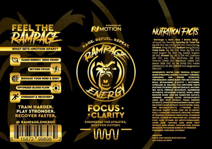 Rampage Energy – Black Bottle (Caffeinated) 6-Pack - Image 3